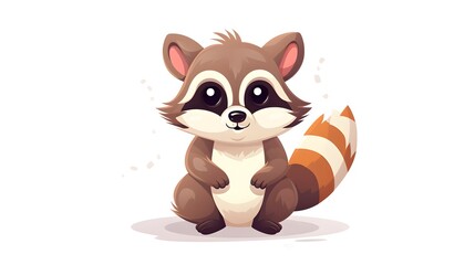Fototapeta premium Adorable Raccoon Character Flat Vector Illustration for Cartoons and Designs