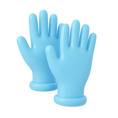 3D Medical Gloves Icon in Blue Cartoon Style
