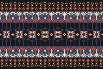 Geometric Pixelated Ethnic Textile Pattern