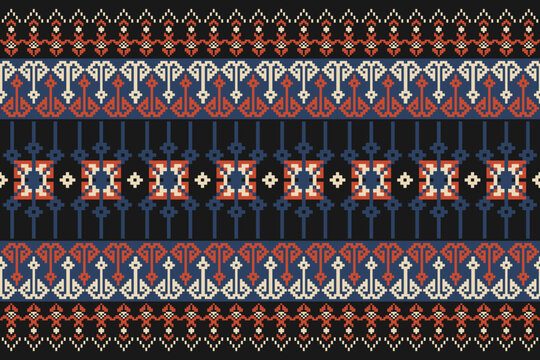 Geometric Pixelated Ethnic Textile Pattern