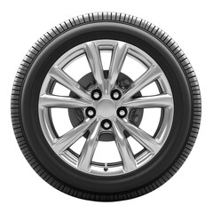 Obraz premium A gleaming chrome car wheel poised for the open road symbolizing freedom on transparent background