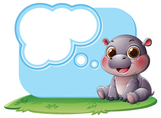 Cute Baby Hippo with Thought Bubble