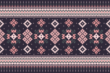 Geometric Pixelated Ethnic Textile Pattern