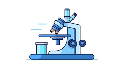 Fototapeta premium Professional laboratory microscope analysis science line icon vector illustration for research projects