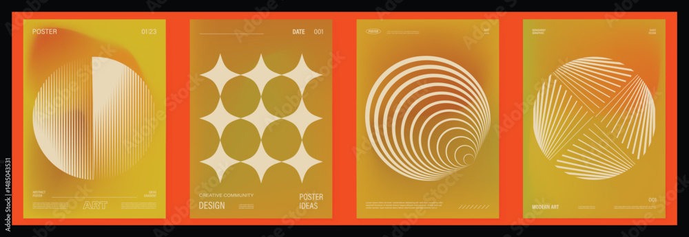 Aufkleber modern gradient poster background vector set. cover template with vibrant perspective geometric pris