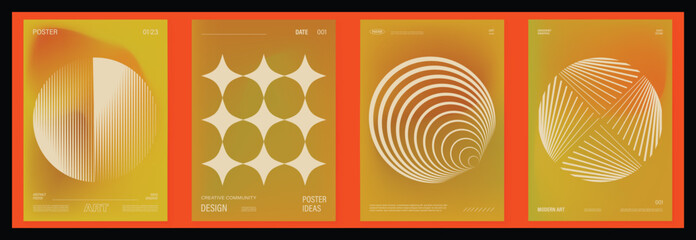 Plakat Modern gradient poster background vector set. Cover template with vibrant perspective geometric prism shapes, line. Ideal design for social media, cover, banner, flyer.