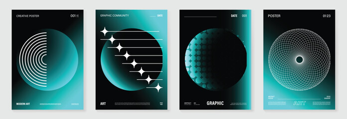 Fototapeta na wymiar Modern gradient poster background vector set. Cover template with vibrant perspective geometric prism shapes, line. Ideal design for social media, cover, banner, flyer.