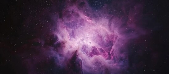Obraz premium Purple and Pink Cosmic Nebula in Dark Space