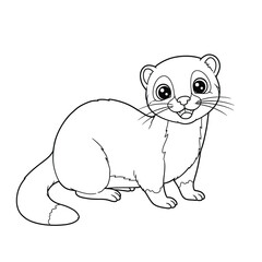 Ferret Outline – Minimalist Line Art of a Playful Ferret for Pet, Wildlife, and Nature Design Projects

