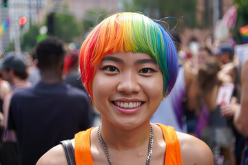Colorful Hair And Smile At Pride Celebration Event