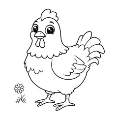 Hen Outline – Minimalist Line Art of a Farm Hen for Poultry, Nature, and Rural Design Projects

