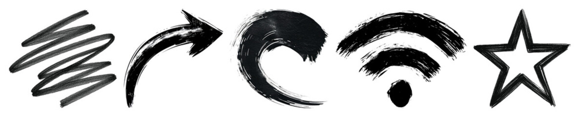 PNG Png black star illustration hand-drawn artistic., transparent background