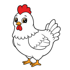 Hen Outline – Minimalist Line Art of a Farm Hen for Poultry, Nature, and Rural Design Projects

