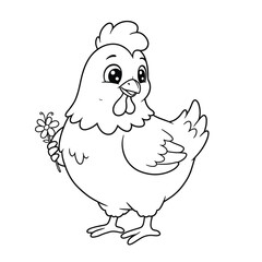 Hen Outline – Minimalist Line Art of a Farm Hen for Poultry, Nature, and Rural Design Projects

