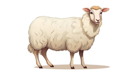 Fototapeta premium Adorable Sheep Cartoon Vector Illustration Isolated on White Background