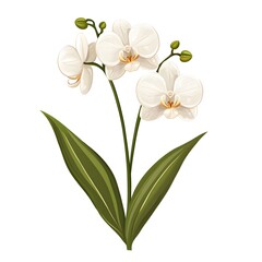 Elegant Orchid with Decorative Sprigs Vector Illustration for Floral Designs