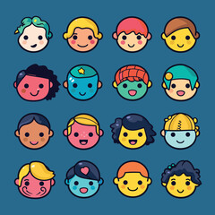 Cute Cartoon Kids Avatars Collection in Colorful Style
