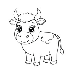 Cow Outline – Minimalist Line Art of a Farm Cow for Agriculture, Nature, and Dairy Design Projects

