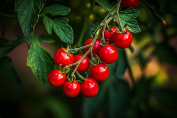Ripe Red Cherry Tomatoes on the Vine
