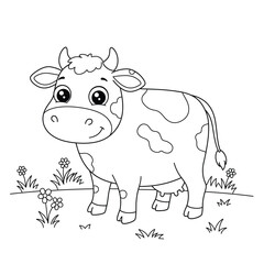Cow Outline – Minimalist Line Art of a Farm Cow for Agriculture, Nature, and Dairy Design Projects

