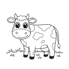 Cow Outline – Minimalist Line Art of a Farm Cow for Agriculture, Nature, and Dairy Design Projects

