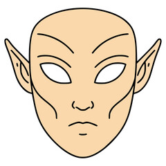 elf mask party carnival celebration birthday flat color vector illustration template design