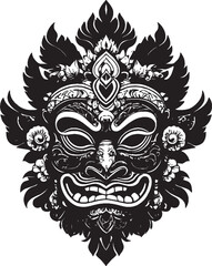 silhouette vector of Barong mask from Bali