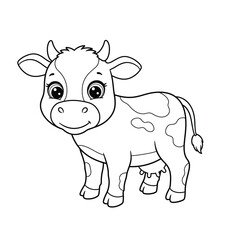 Cow Outline – Minimalist Line Art of a Farm Cow for Agriculture, Nature, and Dairy Design Projects

