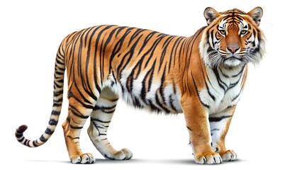 Naklejka premium Realistic Full-Body Tiger Isolated on White