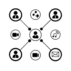 Networking line editable icon set. Containing network,relationship, online networking, community, events, social network and more. vector illustration. Minimal Teamwork in business management icon set