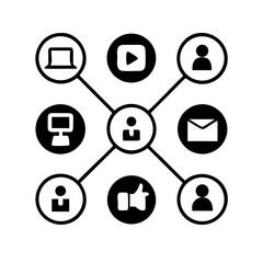 Networking line editable icon set. Containing network,relationship, online networking, community, events, social network and more. vector illustration. Minimal Teamwork in business management icon set