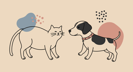 Playful Minimalist Illustration of animals, Animal Art for Trendy Decor

