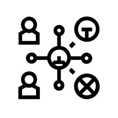 Networking line editable icon set. Containing network,relationship, online networking, community, events, social network and more. vector illustration. Minimal Teamwork in business management icon set