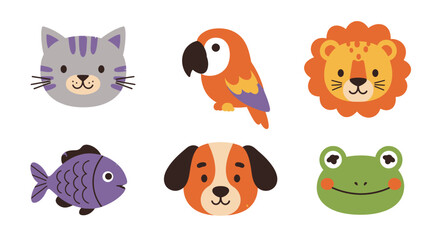 Obraz premium Playful Minimalist Illustration of animals, Animal Art for Trendy Decor