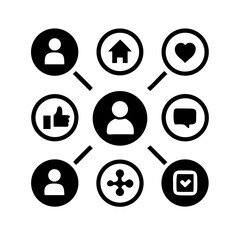 Networking line editable icon set. Containing network,relationship, online networking, community, events, social network and more. vector illustration. Minimal Teamwork in business management icon set