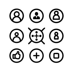 Networking line editable icon set. Containing network, connections, relationship, online networking, community, events, social network and more. vector illustration. Line icons about social media.