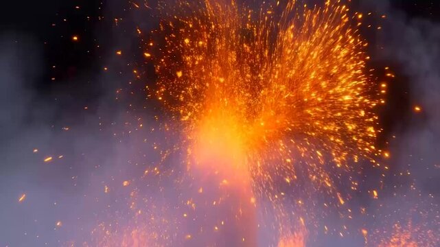 3D animation of realistic scattered fire with smoke and sparks, seamlessly looped with alpha channel (transparency). Rendered in high-quality 32-bit Apple ProRes format for easy drag-and-drop use in a