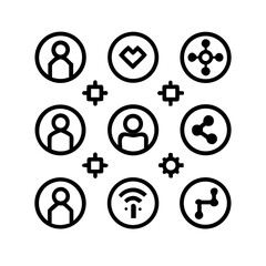 Networking line editable icon set. Containing network, connections, relationship, online networking, community, events, social network and more. vector illustration. Line icons about social media.