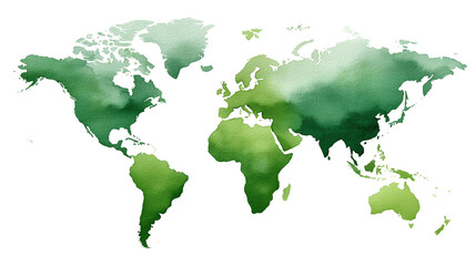 Obraz premium abstract green watercolor world map symbolizing environmental protection and sustainability
