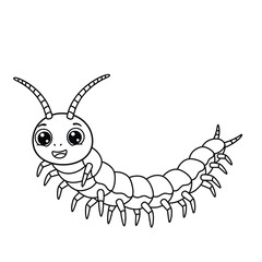 Caterpillar Outline – Minimalist Line Art of a Crawling Caterpillar for Nature, Insect, and Educational Design Projects

