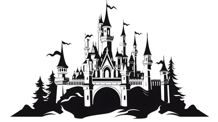 Fototapeta premium Majestic Fairytale Castle Silhouette Vector Illustration for Magical Design Projects
