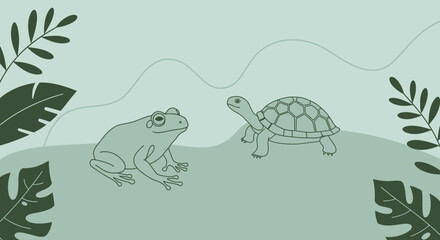 Playful Minimalist Illustration of animals, Animal Art for Trendy Decor

