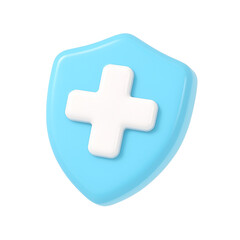 Obraz premium 3D Medical Shield Icon with White Cross 