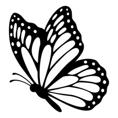 Monarch butterfly silhouettes, vector illustration isolated on white background