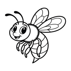 Obraz premium Honeybee with dripping honey Coloring Page, Silhouette, Vector, Illustration, Icon, Logo, White Background.