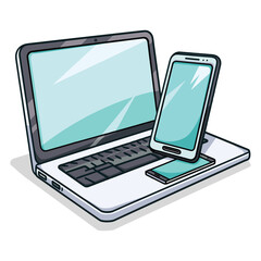 elegant illustration of laptop on white background