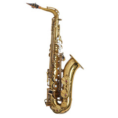 Saxophone gleaming in studio light showcases intricate design and craftsmanship