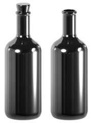 3d bottle of wine chrome elements. 3d bottle illustration.	