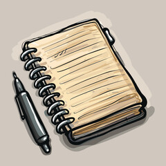 vector illustration of a notebook and pen