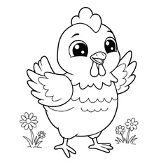 Hen Outline – Minimalist Line Art of a Farm Hen for Poultry, Nature, and Rural Design Projects

